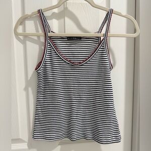 Brandy Melville Navy Striped Camisole Tank Top with Red Trim S